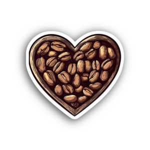 Heart Roasted Coffee Beans Sticker