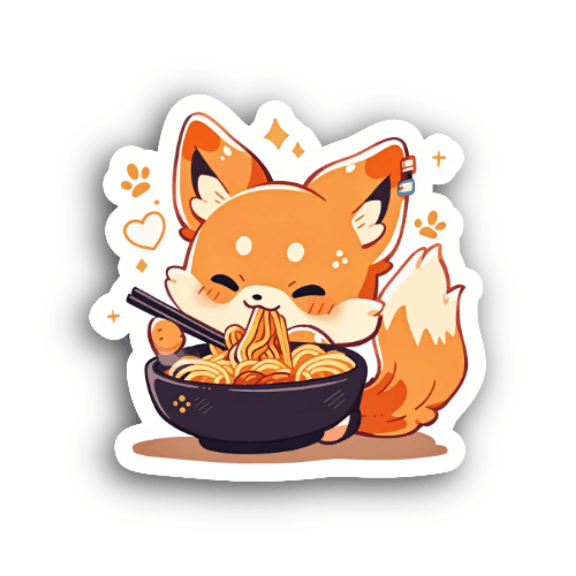 Cute Fox Eating Ramen Sticker
