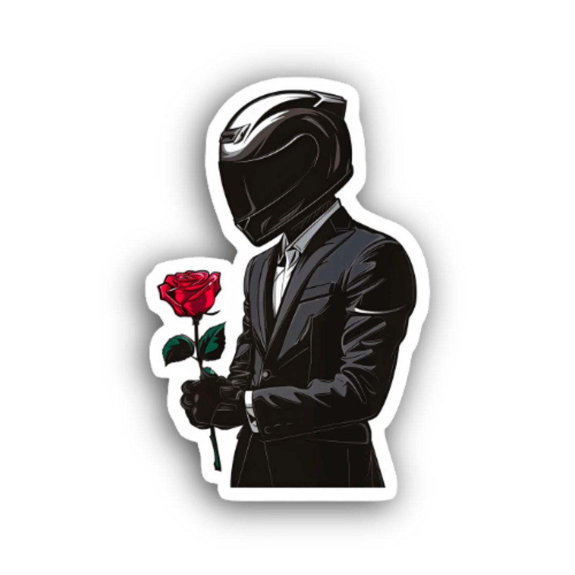 Biker With Rose Sticker